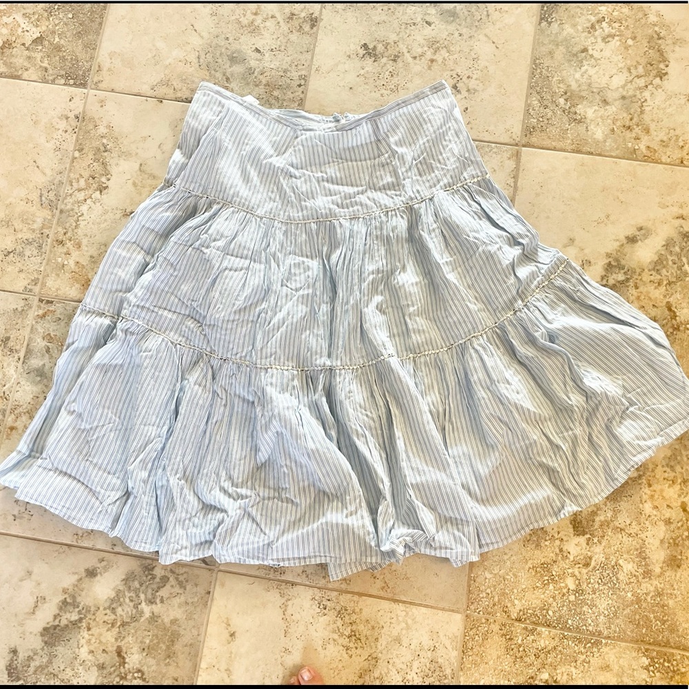 Emma James Blue and White Stripe Vintage A Line Skirt